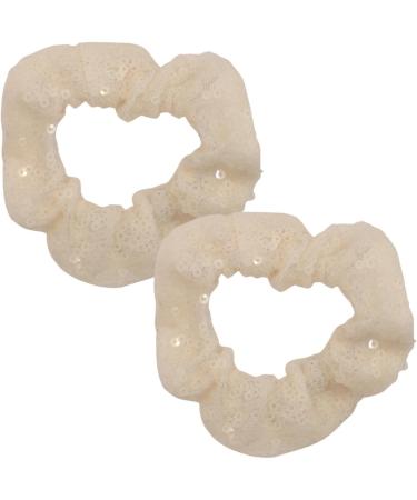 Topkids Accessories Sparkly Sequin Scrunchies Set of 2 Scrunchie for Girls Hair Hair Tinsel Alternative Sequins Bobble for Christmas Hair Sequins for Girls & Women Bobbles Xmas Hairstyle (Cream) - Buy Online on GoSupps.com