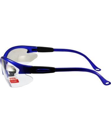 Global Vision Contender Bifocal Safety Glasses Blue Frame Clear Lens ANSI Z87+ 2.00 for Men/Women - Buy Online on GoSupps.com