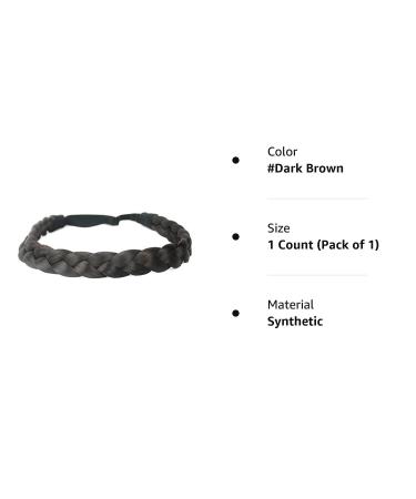 DIGUAN Synthetic Hair Braided Headband - Classic Chunky Wide Plaited Braids | Elastic Stretch Hairpiece for Women & Girls | 55g - Dark Brown - aHairBeauty - Buy Online on GoSupps.com