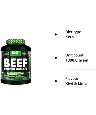 NXT Nutrition Beef Protein Isolate Powder - High in Natural Amino Acids - Paleo Keto Friendly - Dairy & Gluten Free | 1.8kg (Kiwi & Lime) - Buy Online on GoSupps.com
