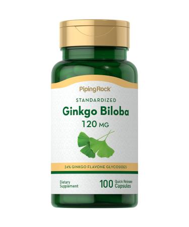 Piping Rock Ginkgo Biloba Supplements 120mg | 100 Capsules | Standardized Extract | Non-GMO Gluten Free