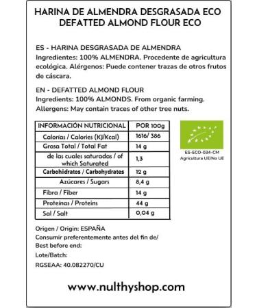  NULTHY NULTHY - Almond flour defatted organic - Natural dried fruits - Organic cultivation - Almond protein - Gluten free - Vegan (1000g) - Buy Online on GoSupps.com