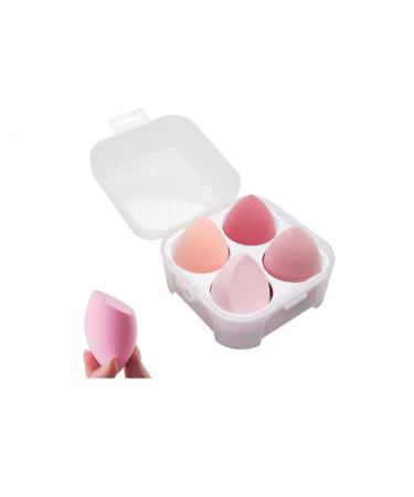 SINEN 4 Pcs Dry and Wet Use Makeup Sponge Set Blender Beauty Foundation Blending Sponge for Liquid, Cream, and Powder with Egg Sponge Blending Holder Box