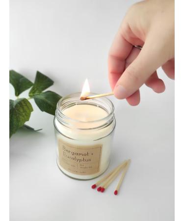 Eco-Friendly Bergamot Eucalyptus Candle - Hand Poured Vegan Soy Wax Gift for Sustainable Living - Buy Online on GoSupps.com