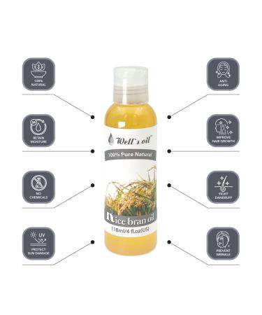 Wells 100% Pure Rice Bran Oil 4oz - Antioxidant-Rich, Vitamin E & B12 - Moisturizing Formula - Buy Online on GoSupps.com