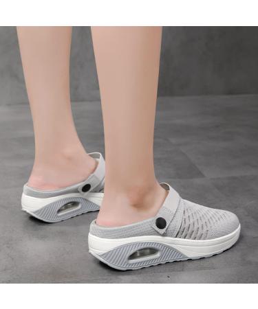 Hunonu Women's Diabetic Orthopedic Sandals - Grey, Size 9 | Air Cushion Slip-On Walking Shoes - Buy Online on GoSupps.com