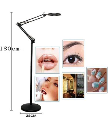 Magnifier LED Magnifying Lamp 8X Floor Lamp Magnifier Lamp High-Definition Optical Glass Rotation Adjustable Angle for Reading Beauty Crafts Jewelry Observation Black - Buy Online on GoSupps.com