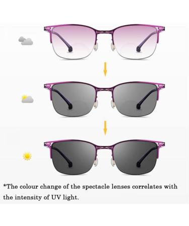 GHARAZ Foldable Bifocal Reading Glasses for Women - Photochromic Modern Computer Aid in Purple (Size: 2.0+) - Buy Online on GoSupps.com