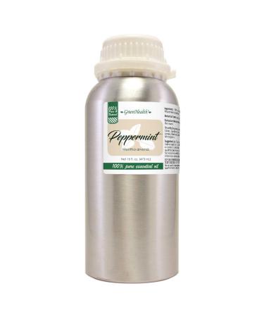 GreenHealth Peppermint Essential Oil 16 fl oz 100% Pure & Uncut Steam-Distilled Aluminum Bottle for Diffuser, Cleaning, DIY Projects