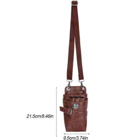 Premium Scissor Holster Pouch for Hairdressers | PU Leather Hair Cutting Tools Case with Waist & Shoulder Belt Brown - Buy Online on GoSupps.com