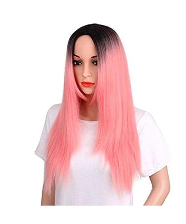 BGHJUE 26-inch Ombre Heat Resistant Wig for Women - Long Straight Pink Brown Hair - Buy Online on GoSupps.com