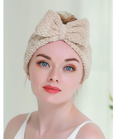 Senllori 4-Piece Spa Bowknot Hair Bands - Coral Fleece Makeup Headbands for Face Washing Showers Yoga & Skin Care - Elastic Cosmetic Accessories - Buy Online on GoSupps.com