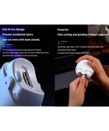 Electric Automatic Nail Clipper Nail Trimmer Electric Rechargeable Nail Cutter File with Light and Nail Scraps Storage fof Kids Seniors Adult /965 White - Buy Online on GoSupps.com