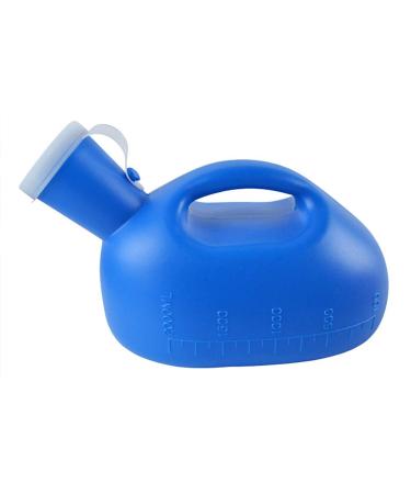 2000ML Male Urinal Portable Durable Mens Potty Pee Bottle Collector Travel Toilet (Blue) Happy