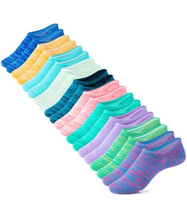 IDEGG No Show Socks Women 10 Pairs Low Cut Anti-Slid Novelty Athletic Casual Invisible Liner Socks Color P - 10 Pairs - 10 Colors 5-9