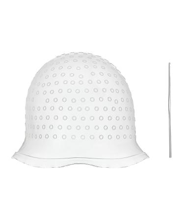 2PCs highlight hood highlight caps with pens and holes wire caps white reusable hair dye brush for salon and home hair dyeric accessories