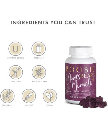 Boobie Bears Lactation Supplement with Moringa & Elderberry - Boost Breast Milk & Immunity, Fight Postpartum Hair Loss - 60 Count - Buy Online on GoSupps.com