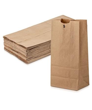 Strong and Durable 5 lb Kraft Paper Lunch Bag Keeps Food Fresh by MT Products (100 Pieces) Brown