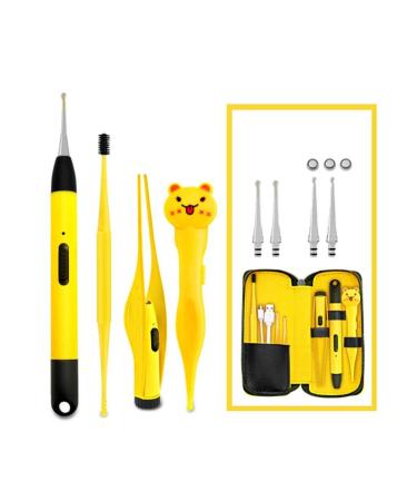 LUKEO Ear Cleaner Earpicks Ear Wax Removal Tools LED Light Flashlight Earpick Ear Spoon Tweezers Ear Care Ear Cleaning Tool with Case (Color : 02)