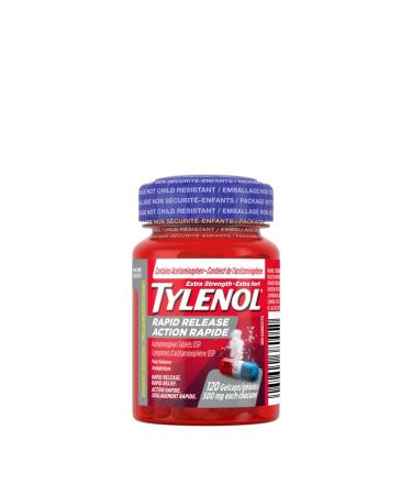 Tylenol Extra Strength Pain Reliever Medicine for Headache Back Pain and to Reduce Fever Acetaminophen Rapid Release Gelcaps 500mg 120 Gelcaps Medication