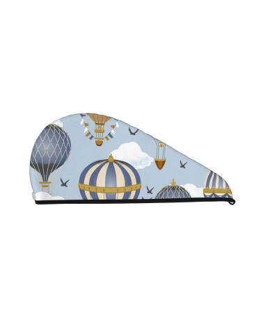 Microfiber Hair Drying Cap Balloon Vintage Hair Towel Cap Soft Absorbent Hair Towel Towel Wrap with Button Quick Dry Fast Drying Hair Capsfor Curly Long & Thick Hair