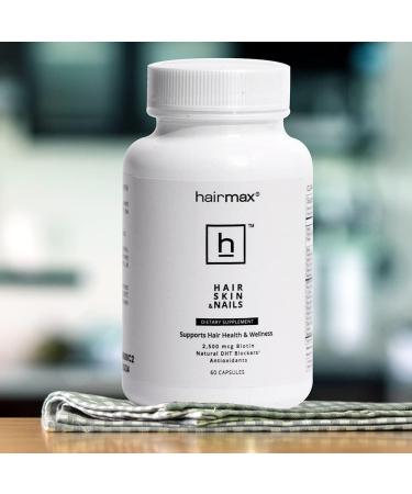 HairMax Hair Skin and Nails Supplement - Hair Loss and Regrowth Treatment - 2500mcg Biotin, DHT Blocker, MSM & Antioxidants - 2 Bottles, 60 Servings - Buy Online on GoSupps.com