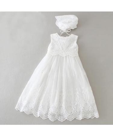Leideur Baby Long Christening Gown White | Baptism Dress for Girls 9-12 Months - Buy Online on GoSupps.com