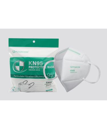 POWECOM KN95 Face Mask 10-Pack - 95% Filtration, Comfortable Ear Loops, Lightweight Design - Buy Online on GoSupps.com