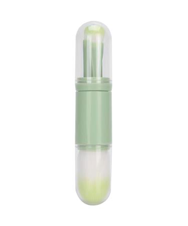 Travel Makeup Brush Set Portable 4 in 1 Retractable Brush Make up Set with Holder Nail Art Dust Brush Foundation Blending Powder Brush (Green)