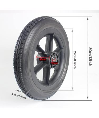Wheelchair Front Wheel 1 Pair Solid Wheels Replacement for Wheelchair 12 X 2 Non-Pneumatic Wheelchair Rear Wheels Assembly 12Inch (30Cm) Front Wheel with 12Mm Bearing/Gray(Black) - Buy Online on GoSupps.com