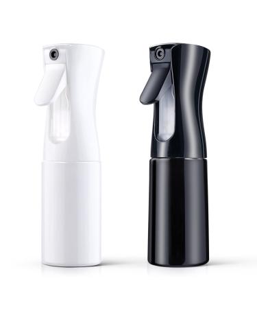 AOOWU Hair Spray Bottle  2PCS Continuous Water Mister Empty Spray Bottle  Salon Hairdressing Spray Bottle  Multifunctional Fine Mist Water Spray Bottle for Plants  Pets  Home Clean(Black+White) 200ml