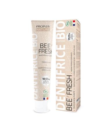 BEE'FRESH ORGANIC TOOTHPASTE - Propolis & Mint - Fluoride-free - 100% natural - Certified ORGANIC - Made in France - 75ml - PROPOS'NATURE