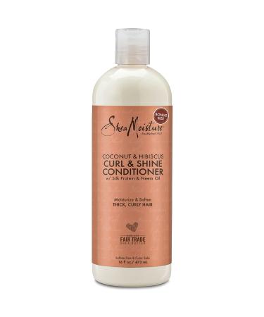 Shea Moisture Hair Conditioner Curly Hair Products Coconut & Hibiscus Curl & Shine Conditioner Shea Butter Coconut Oil Vitamin E & Neem Oil Frizz Control Family Size 16 Fl Oz Ea 16 Fl Oz (Pack of 1)
