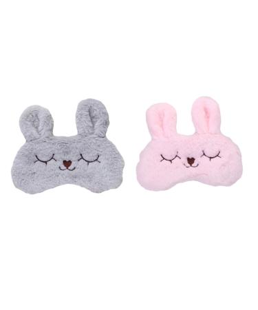2pcs Plush Rabbit Eye Mask Plush Eye Cover Girls Eye Mask Eyeshade for Girls Travel Sleep Masks Laniege Lip Sleeping Mask Peach Sleepping Small Animals Pink Office Cute Pink Grey