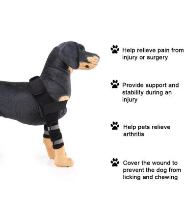 Dog Knee Brace Adjustable Dog Front Leg Brace with Metal Spring Support and Reflective Strap Dog Leg Support for Surgery Recovery Front Leg Injury|Black (M) - Buy Online on GoSupps.com