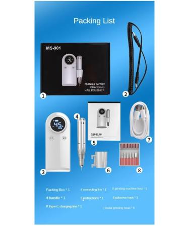 Hanabitx Electric Nail Drill For Acrylic Gel Nails Manicure Pedicure Polishing Shape Tools For Home Salon Use Easy Install C - Buy Online on GoSupps.com