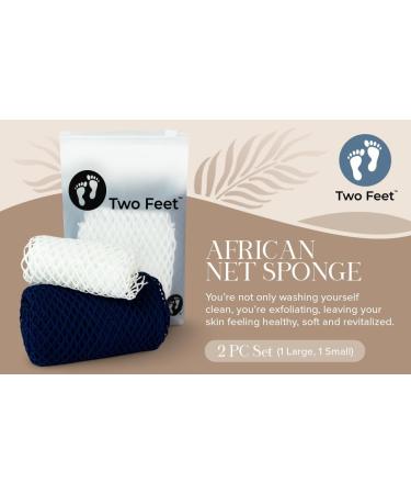 Buy African Net Sponge Set - Exfoliating Body Scrubber & Wash Cloth for Shower | 2 Piece - Blue & White - Perfect for Body and Face - Buy Online on GoSupps.com