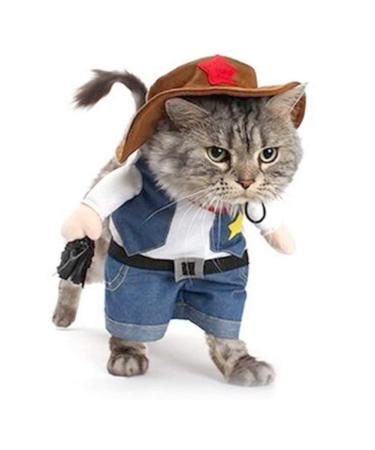 NACOCO Cowboy Dog Costume with Hat Dog Clothes Halloween Costumes for Cat and Small Dog Medium (Pack of 1) - Buy Online on GoSupps.com
