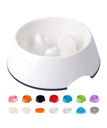 SUPERDESIGN Slow Feeder Dog Bowl Cat Bowl - Slow Eating Habit Maker Dog Cat Food Bowl Anti-Gulping Puppy Slow Feeder Bowl for Dry Wet Raw Food Non-Slip Slow Feeder for Small Medium Large Super Design Round-Gream White  Cup