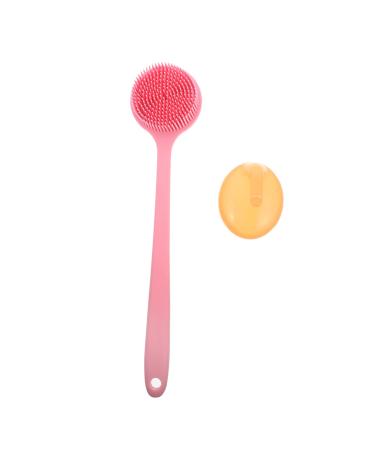 Mikinona 1 Set Bath Body Scrubbers Massager Massage Handle Accessories Yellow Home Tool with Silicone and Scrubber for Brushes Shampoo Hair Scalp Adult Shower Head Back Brushing Long Dry