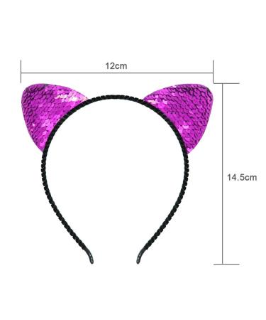 SIQUK Cat Ear Headbands 14 Colors - Reversible Shiny Sequin Hair Hoops for Women and Girls with Bonus Storage Bag - Buy Online on GoSupps.com