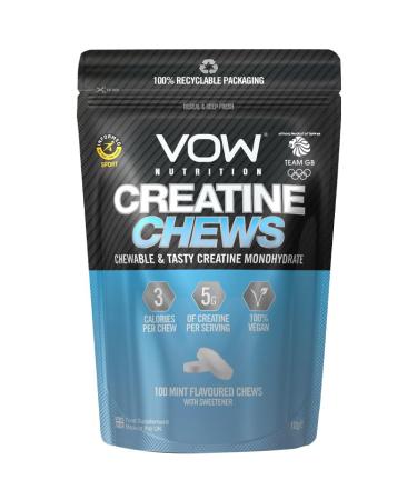 VOW Nutrition Creatine Chews 100 Mint Flavoured Chews Creatine Monohydrate Convenient & Tasty Chewable Creatine Informed Sports Approved (Mint)