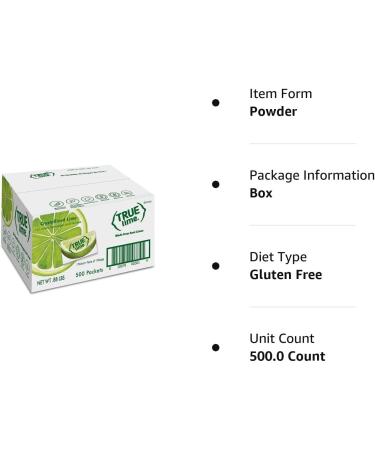 TRUE LIME Water Enhancer Bulk Pack - 0.03 Ounce 500 Count (Pack of 1)| Zero Calorie Unsweetened Water Flavoring | For Bottled Water & Recipes | Water Flavor Packets Made with Real Limes 500 Pack - Buy Online on GoSupps.com