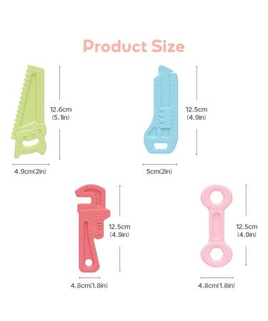 Airfish Baby Teething Toys | BPA-Free Soft Silicone Bite Rings for Babies - 4 Pack Pink Blue Red Green | Easy-to-Hold Handles - Buy Online on GoSupps.com