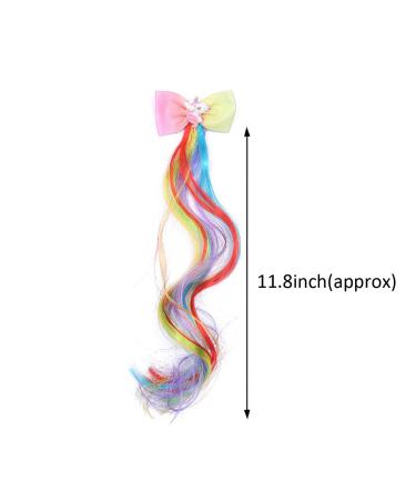 6-Piece Unicorn Hair Clips with Colored Wigs & Curly Ponytails - Princess Dress Up Headdress for Christmas - Multicolor - Buy Online on GoSupps.com