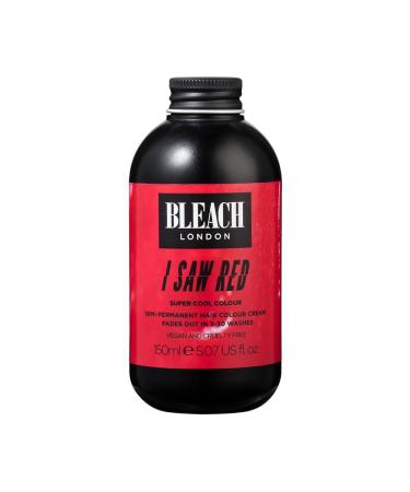 BLEACH LONDON I Saw Red Color - Semi-Permanent Hair Color Vivid Red Temporary Hair Color Cream Vegan Cruelty Free Temporary Hair Color Cream 5.07 fl oz Vivd Red