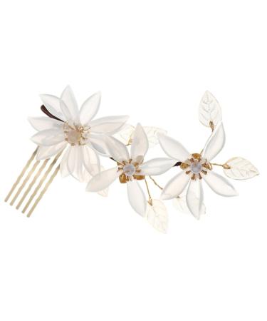Housoutil Flower Comb Wedding Headpiece Bridal Headpieces Flower Girl Hair Accessory Pearl Headpiece for Wedding Bridal Headdress Wedding Hair Comb Combs Wedding Comb Crystal Wig Alloy Bride