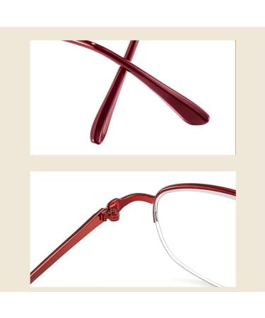 Half-Frame Alloy Reading Glasses for Women - Lightweight Blue Light Blocking Computer Readers 2.0x in Red - Buy Online on GoSupps.com