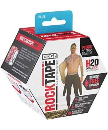RockTape H2O Edge Highly Water-Resistant Kinesiology Tape with Travel Case Blue