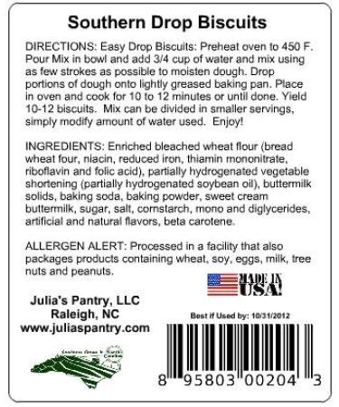Julia's Pantry Southern Drop Biscuits 10 oz - Authentic Southern Style - Buy Online on GoSupps.com
